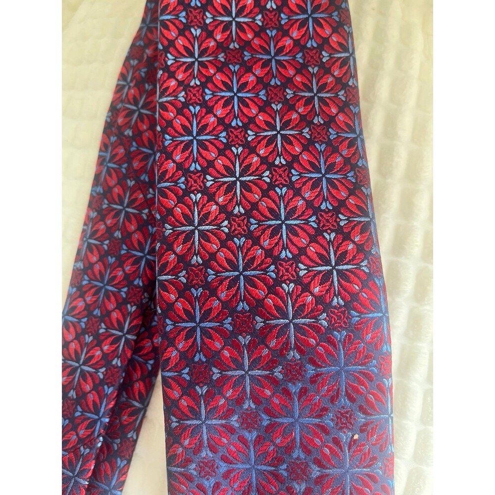 Bruno Marchesi Rasberry and Blue Silk Tie